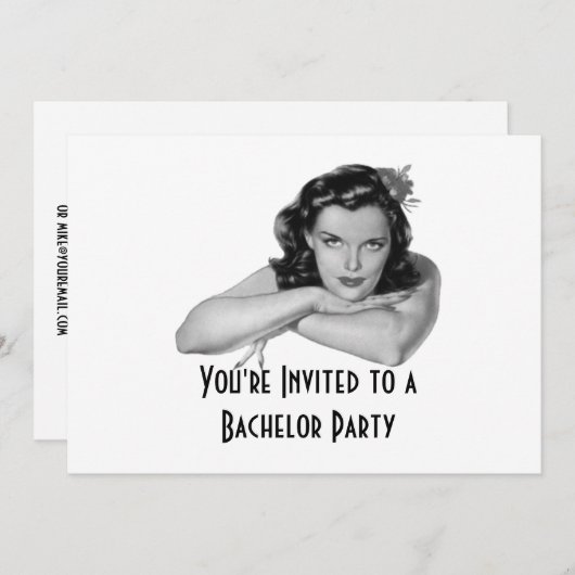 Invitation de fête de bachelor rétro (Devant / Derrière)