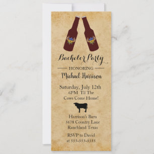 Invitation de fête de bachelor Rustic Beer Bottle