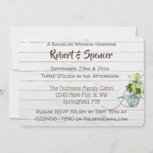 Invitation de fête de bachelor "Son & Son" "Eau" (Dos)