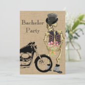 Invitation de fête de bachelor squelette motard Ha (Debout devant)