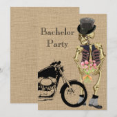 Invitation de fête de bachelor squelette motard Ha (Devant / Derrière)