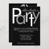 Invitation de fête de bachelor Typographic Gray Bl (Devant / Derrière)