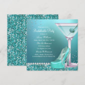 Invitation de fête de bachelorette à paillettes bl (Devant / Derrière)
