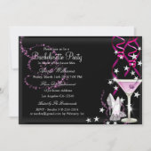 Invitation de fête de Bachelorette à paillettes ro (Devant)