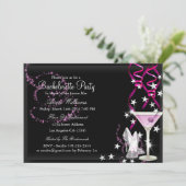 Invitation de fête de Bachelorette à paillettes ro (Debout devant)