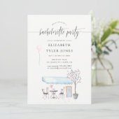 Invitation de fête de bachelorette aquarelle Café (Debout devant)