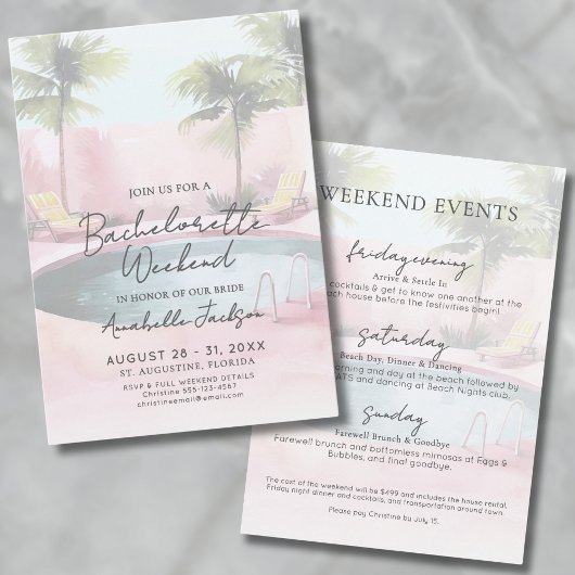 Invitation de fête de bachelorette au bord de la p