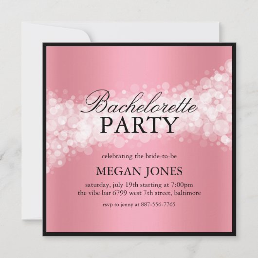 Invitation de fête de bachelorette avec confettis (Devant)