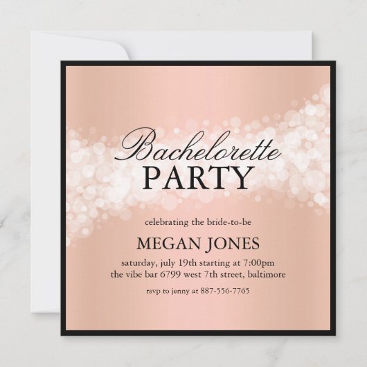 Invitation de fête de bachelorette avec confettis (Devant)