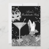 Invitation de fête de bachelorette avec masque et (Devant)