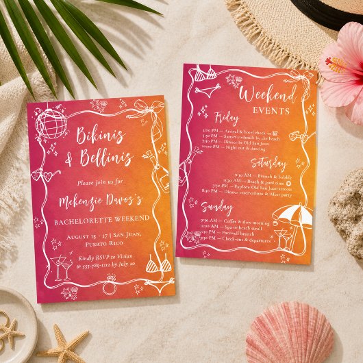 Invitation de fête de Bachelorette Bikinis & Belli