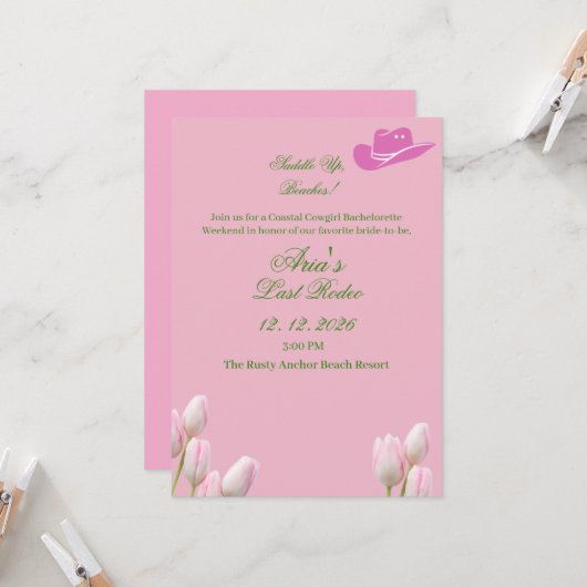 Invitation de fête de bachelorette Boho Coastal Co (Devant/Arrière en situation)