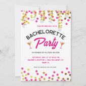 Invitation de fête de bachelorette Chic Rose Chaud (Devant)