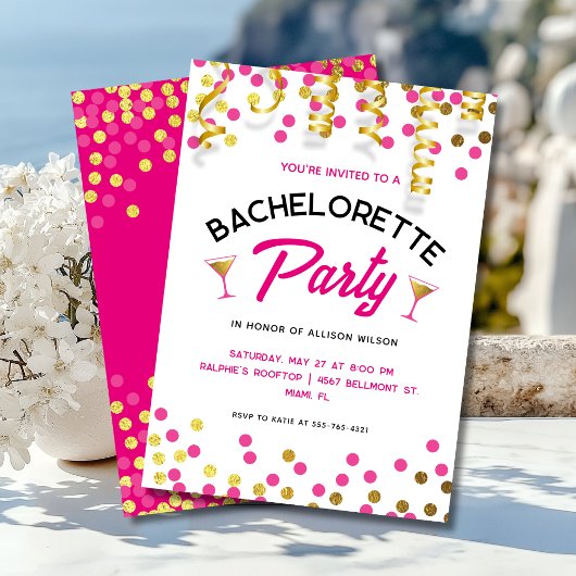Invitation de fête de bachelorette Chic Rose Chaud
