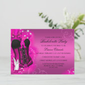 Invitation de fête de Bachelorette en corset à plu (Debout devant)