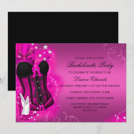 Invitation de fête de Bachelorette en corset à plu (Devant / Derrière)