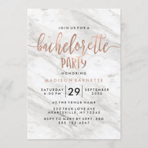 Invitation de fête de Bachelorette en marbre et or