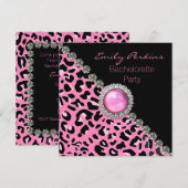 Invitation de fête de bachelorette Glam Pink Léopa (Devant / Derrière)