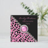 Invitation de fête de bachelorette Glam Pink Léopa (Debout devant)