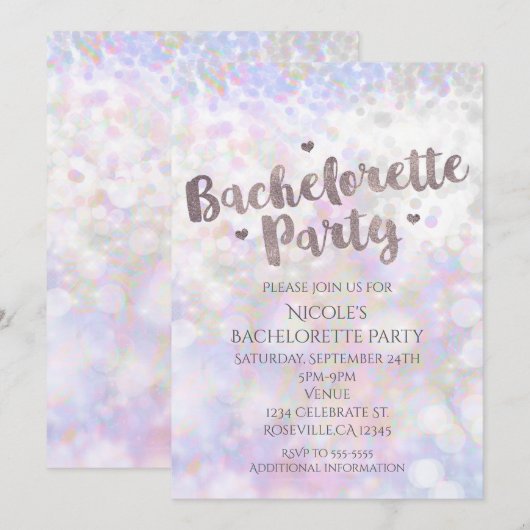 Invitation de fête de bachelorette Iridescent Spar (Devant / Derrière)