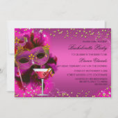Invitation de fête de bachelorette Masque à plumes (Devant)