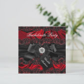 Invitation de fête de Bachelorette noire rouge ave (Debout devant)