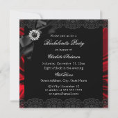 Invitation de fête de Bachelorette noire rouge ave (Dos)