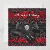 Invitation de fête de Bachelorette noire rouge ave (Devant)