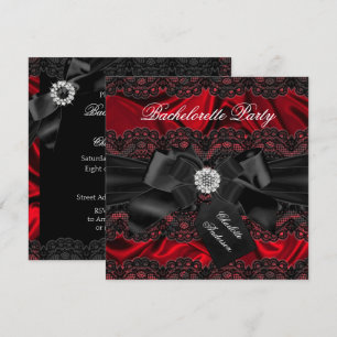 Invitation de fête de Bachelorette noire rouge ave