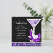 Invitation de fête de bachelorette perle paillette (Debout devant)