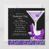 Invitation de fête de bachelorette perle paillette (Devant)