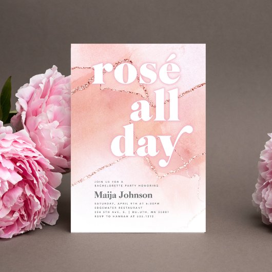 Invitation de fête de Bachelorette Rosé toute la j