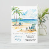Invitation de fête de Bachelorette Scène de plage (Debout devant)