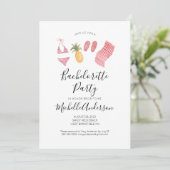 Invitation de fête de bachelorette sur la plage à (Debout devant)