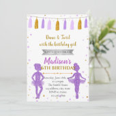 Invitation de fête de ballerine violette dorée (Debout devant)