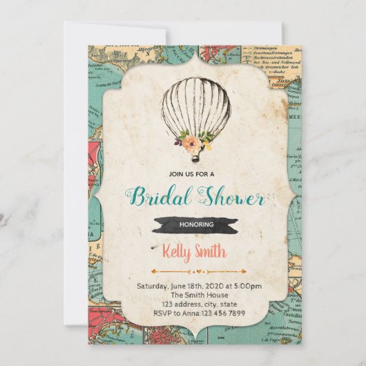 Invitation de fête de ballon à air chaud sur carte (Devant)