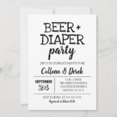 Invitation de fête de bière et de couche | Noir et (Devant)