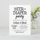 Invitation de fête de bière et de couche | Noir et (Debout devant)