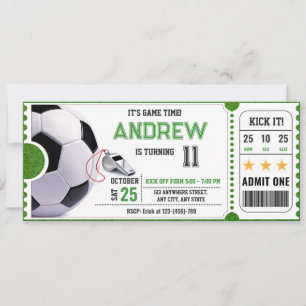 Invitation de fête de billet de jeu de football pe