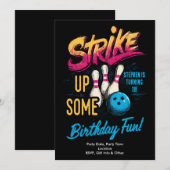 Invitation de fête de bowling pour adolescents Coo (Devant / Derrière)
