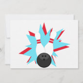 Invitation de fête de bowling rétro rouge et bleu  (Dos)