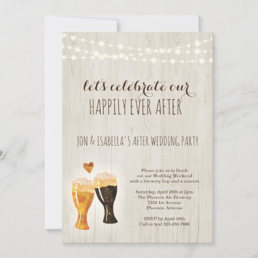 Invitation de fête de brasserie après mariage Rust (Devant)