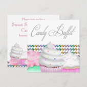 Invitation de fête de buffet de bonbons Cupcake ro (Devant / Derrière)