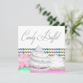 Invitation de fête de buffet de bonbons Cupcake ro (Debout devant)