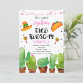 Invitation de fête de cactus aquarelle pour Taco T (Debout devant)