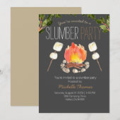 invitation de fête de camping pyjama autour d'un f (Devant / Derrière)