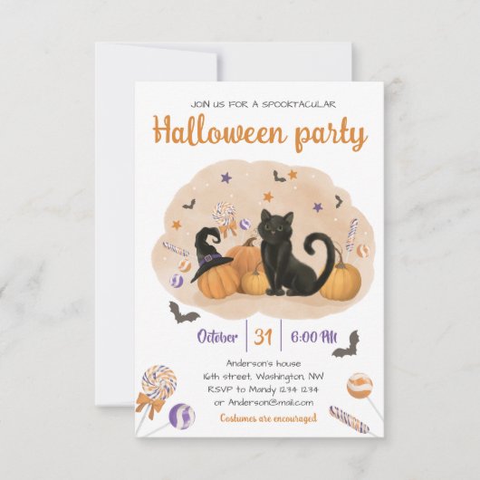 Invitation de fête de candy Halloween Spooktacular (Devant)