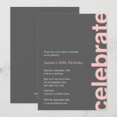 Invitation de fête de célébration moderne - Rose (Devant / Derrière)