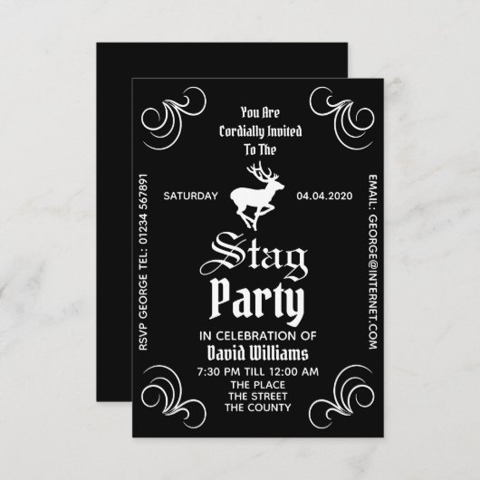 Invitation de fête de célibataire (Devant / Derrière)