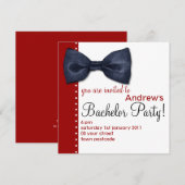 Invitation de fête de célibataire à nœud papillon (Devant / Derrière)